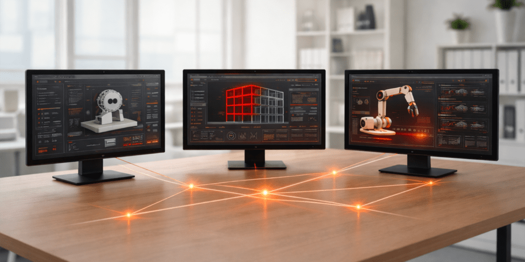 Visual showing the limitations of connected engineering tools without shared data context