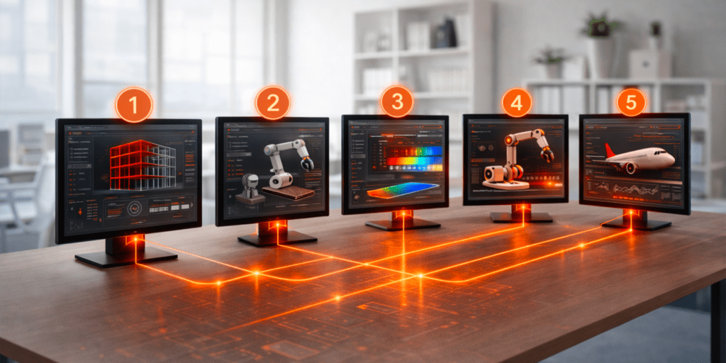 Illustration of consistent engineering workflows managed within a digital engineering platform