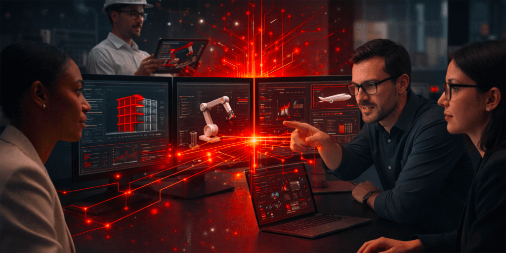 Image representing cross-functional collaboration supported by a shared digital engineering platform