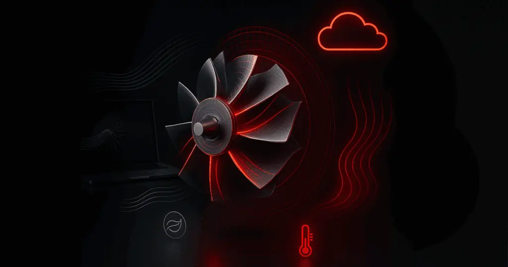 Conceptual illustration of an impeller surrounded by simulation graphics